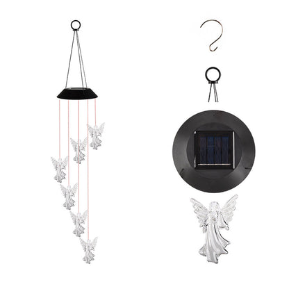 6LED Angel Wind Chimes Light Solar Color Changing Wind Chime Light Birthday Gifts