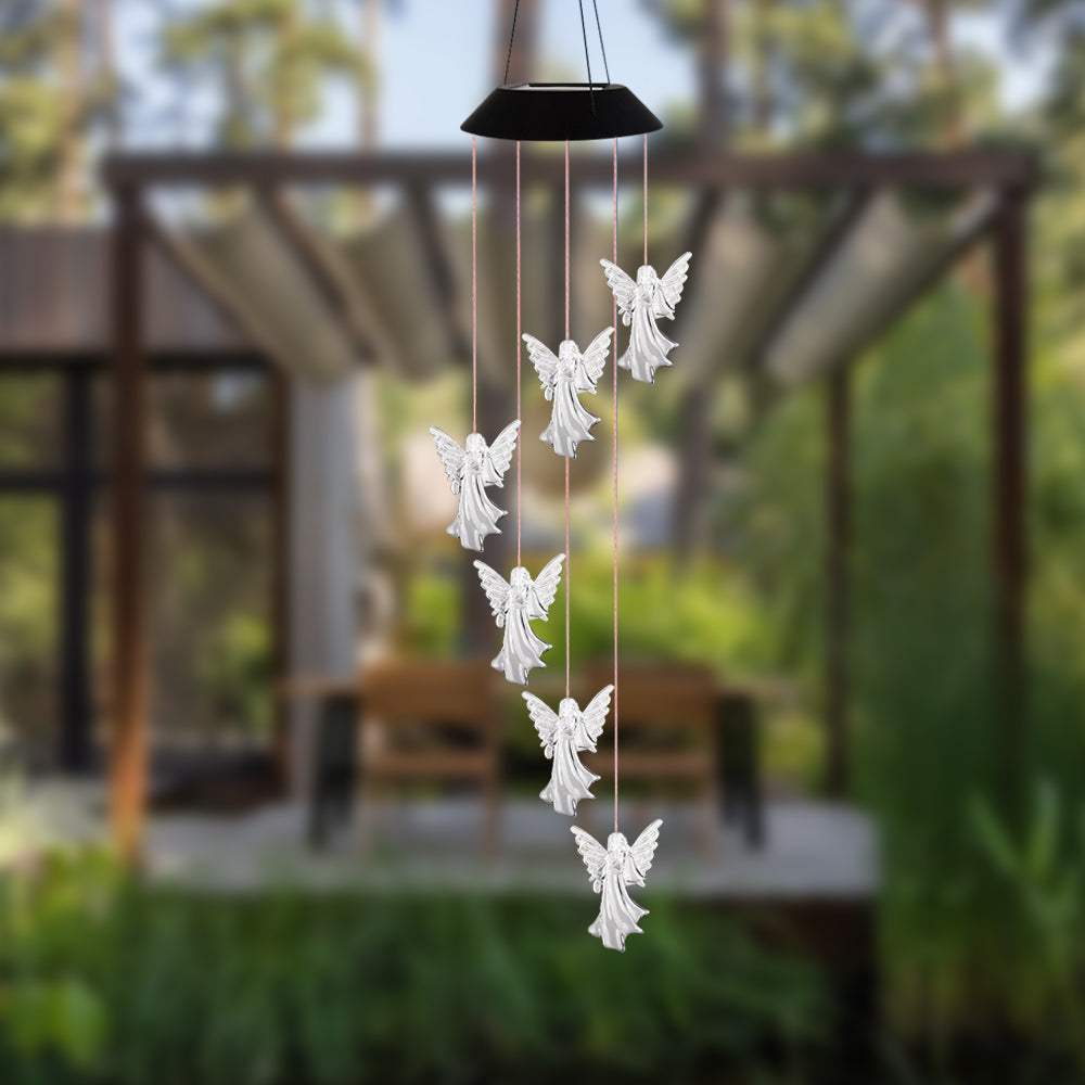 6LED Angel Wind Chimes Light Solar Color Changing Wind Chime Light Birthday Gifts
