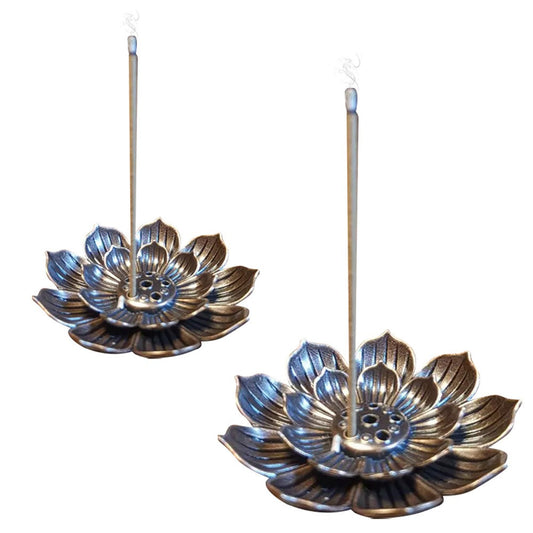 Set of 4Pcs Alloy Lotus Incense Burner Incense Stick Holder Burner Plate Lotus Censer Spiritual Meditation Decor