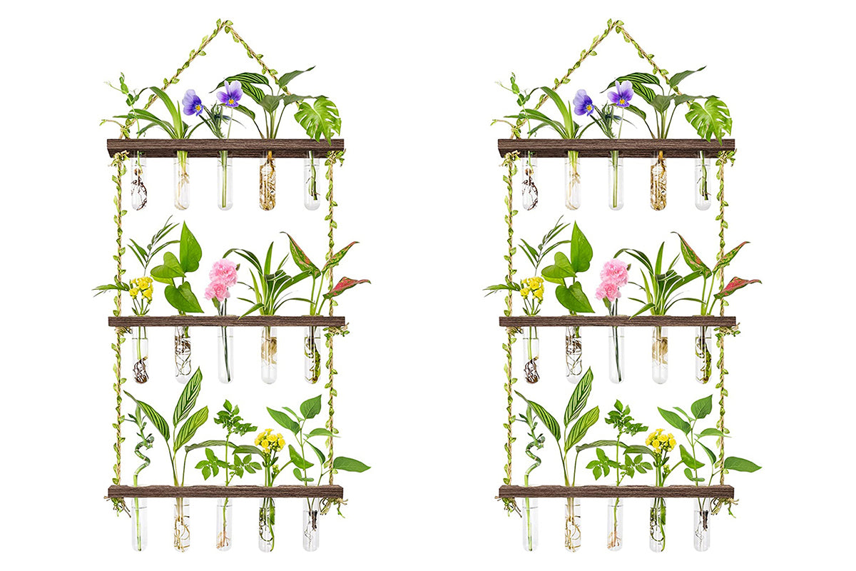 2pcs 3 Tiered Plant Hanger Flower Wall Hanging Propagation Station for Home Office Decor-Style2