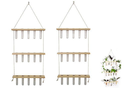 2pcs 3 Tiered Plant Hanger Flower Wall Hanging Propagation Station for Home Office Decor-Style1