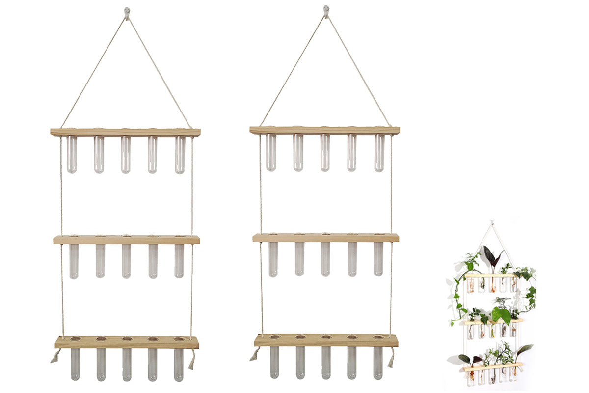 2pcs 3 Tiered Plant Hanger Flower Wall Hanging Propagation Station for Home Office Decor-Style1