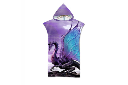 Hooded Beach Towel Unisex  Changing Robe Quick Dry Towel-Dragon