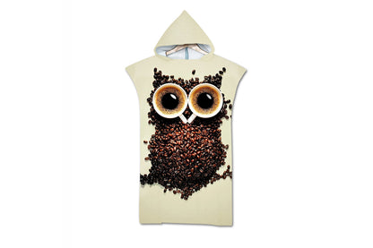 Hooded Beach Towel Unisex  Changing Robe Quick Dry Towel-Owl