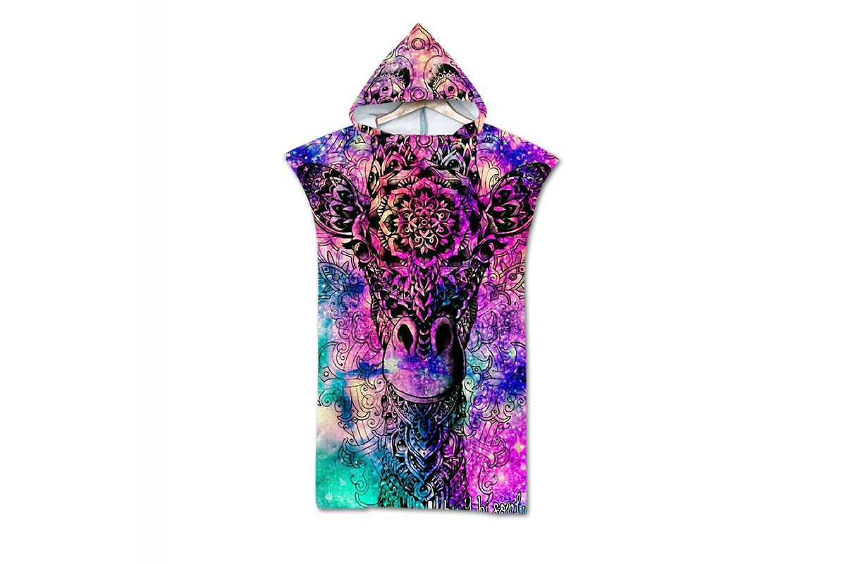 Hooded Beach Towel Unisex  Changing Robe Quick Dry Towel-Giraffe