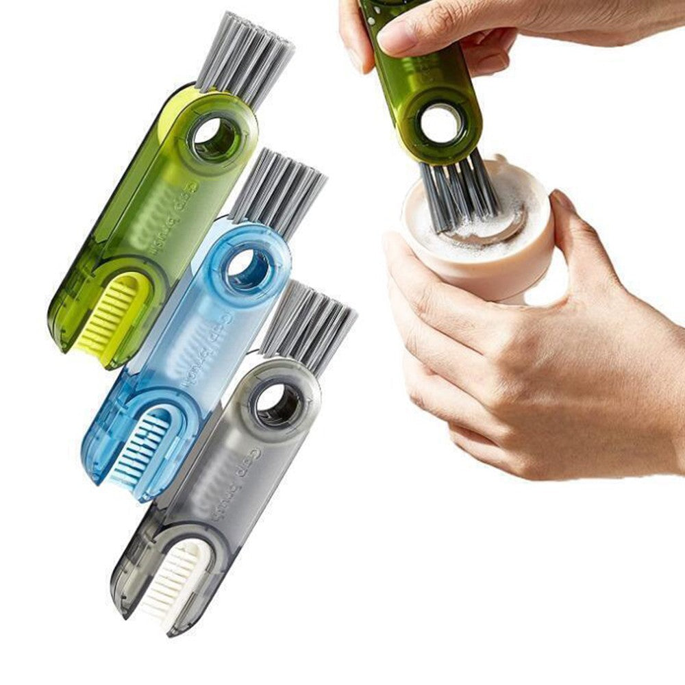 3Pcs 3 in1 Tiny Bottle Cup Lid Detail U-shaped Brush Multi-Functional Crevice Cleaning Brush