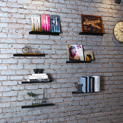 Floating Storage Shelves Wall Mounted Holder Rack for Bathroom Kitchen -Black