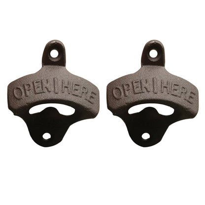 2Pcs Wall Mounted Bottle Opener Vintage Beer Wine Cap Open Tool for Home Bar