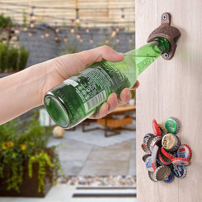 2Pcs Wall Mounted Bottle Opener Vintage Beer Wine Cap Open Tool for Home Bar