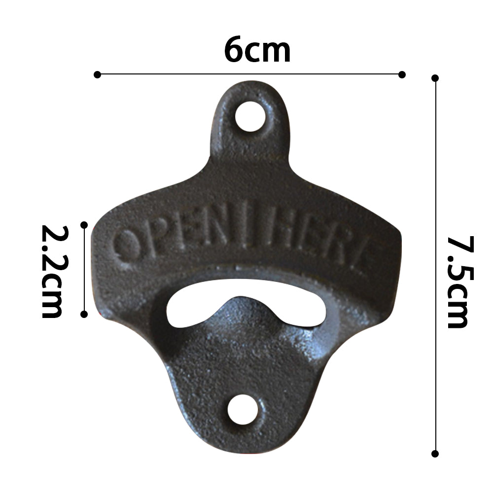 2Pcs Wall Mounted Bottle Opener Vintage Beer Wine Cap Open Tool for Home Bar