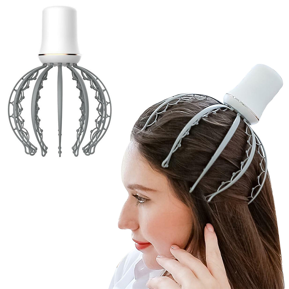 Head Scalp Massager Electric Octopus Claw Scalp Massage Tool Portable Muscle Relaxation Equipment -Grey