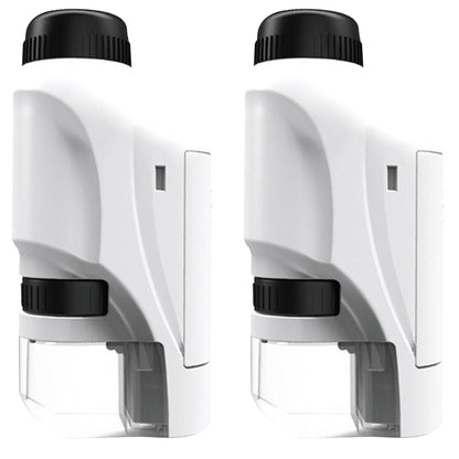 Toy 2Pcs Pocket Microscope Science Toys Educational Microscope Kit for Kids Portable -White