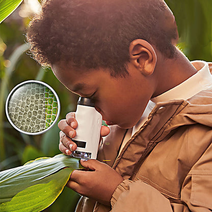 Toy Pocket Microscope Science Toys Educational Microscope Kit for Kids Portable -White