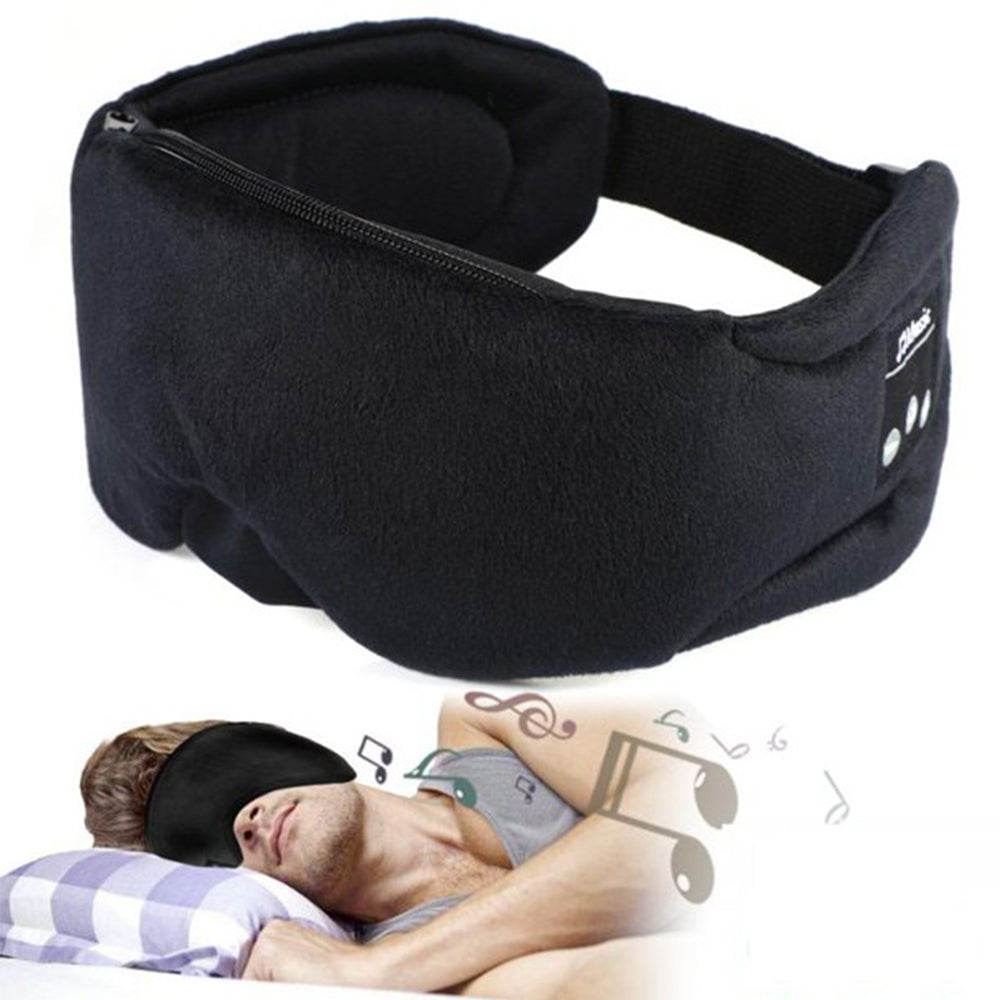 Sleep Headphones Eye Mask 2pcs Sleep Headphones 3D Bluetooth 5.0 Headband Noise Cancelling Sleeping Headphones -Black