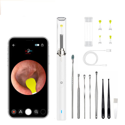 2sets Ear Wax Removal Tool Built-in WiFi with 1080P HD Camera Ear Scope Wax Cleaning Kit Compatible with iPhone iPad Android iOS -White