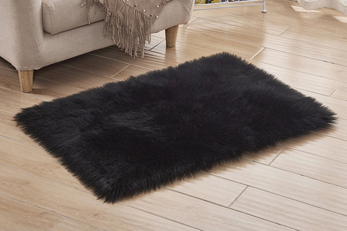 Soft Modern Indoor Shaggy Area Rug for Bedroom Livingroom Home Decorative-Black