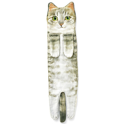 Cute Cat Quick-Dry Hanging Hand Towels Decorative for Bathroom Kitchen-Gray