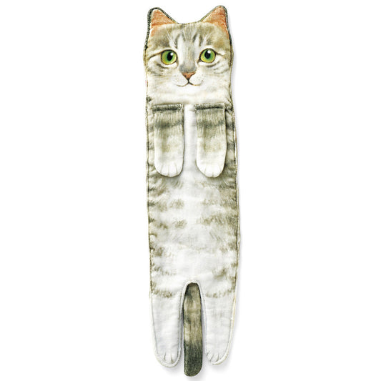 Cute Cat Quick-Dry Hanging Hand Towels Decorative for Bathroom Kitchen-Gray
