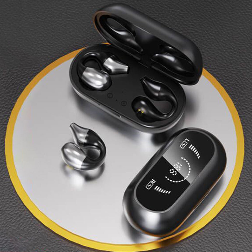 Wireless Headphones Wireless Earbuds 2pcs Wireless Bluetooth Headphones Ear Clip Earphones Sports Earbuds With LED Power Display Charging Case -Black and White