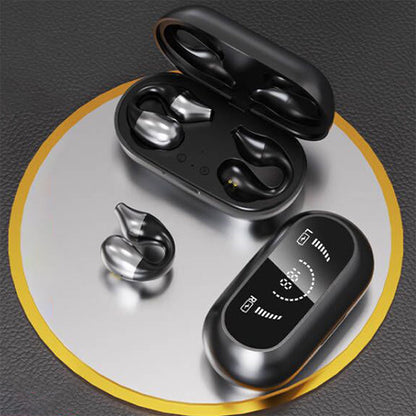 Wireless Headphones Wireless Earbuds 2pcs Wireless Bluetooth Headphones Ear Clip Earphones Sports Earbuds With LED Power Display Charging Case -Black and White