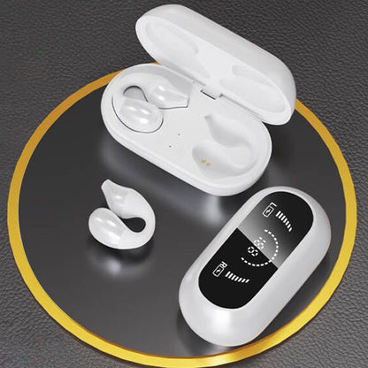 Wireless Headphones Wireless Earbuds Wireless Bluetooth Headphones Ear Clip Earphones Sports Earbuds With LED Power Display Charging Case -White