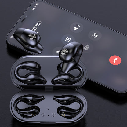 Wireless Headphones Wireless Earbuds 2pcs Wireless Bluetooth Headphones Ear Clip Earphones Sports Earbuds With LED Power Display Charging Case -Black and White