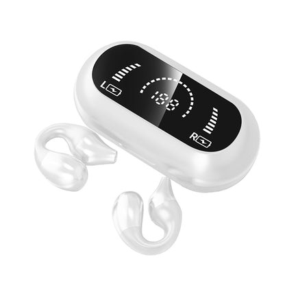 Wireless Headphones Wireless Earbuds Wireless Bluetooth Headphones Ear Clip Earphones Sports Earbuds With LED Power Display Charging Case -White