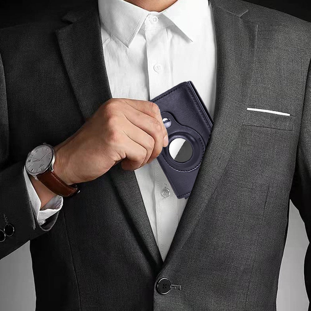 Men's Credit Card Holder with AirTag Slot Pop-up Wallet RFID Wallet