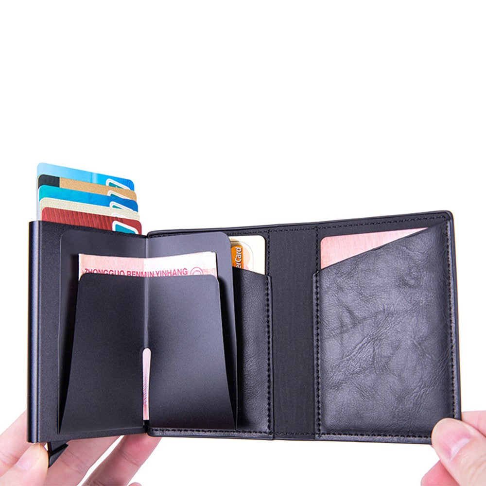 Men's Credit Card Holder with AirTag Slot Pop-up Wallet RFID Wallet