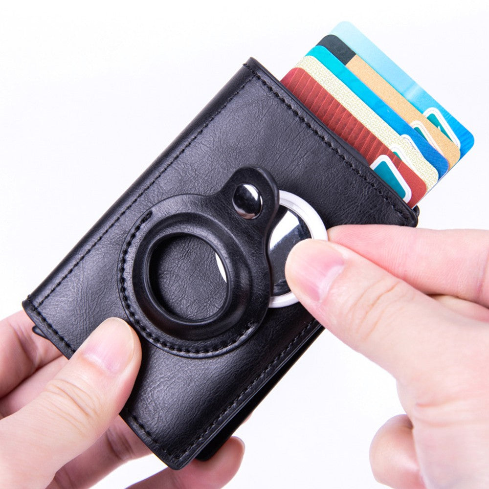 Men's Credit Card Holder with AirTag Slot Pop-up Wallet RFID Wallet