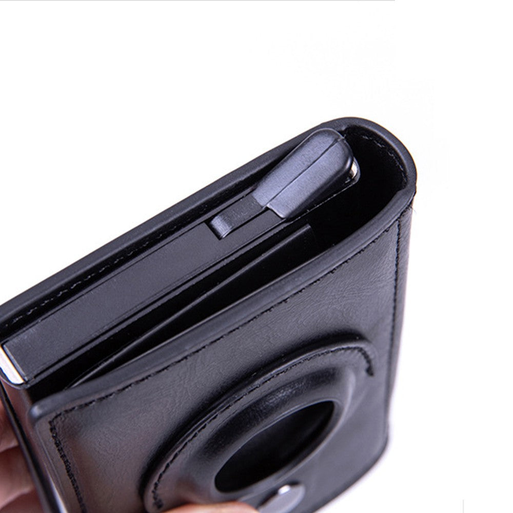 Men's Credit Card Holder with AirTag Slot Pop-up Wallet RFID Wallet