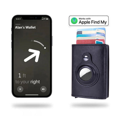 Men's Credit Card Holder with AirTag Slot Pop-up Wallet RFID Wallet