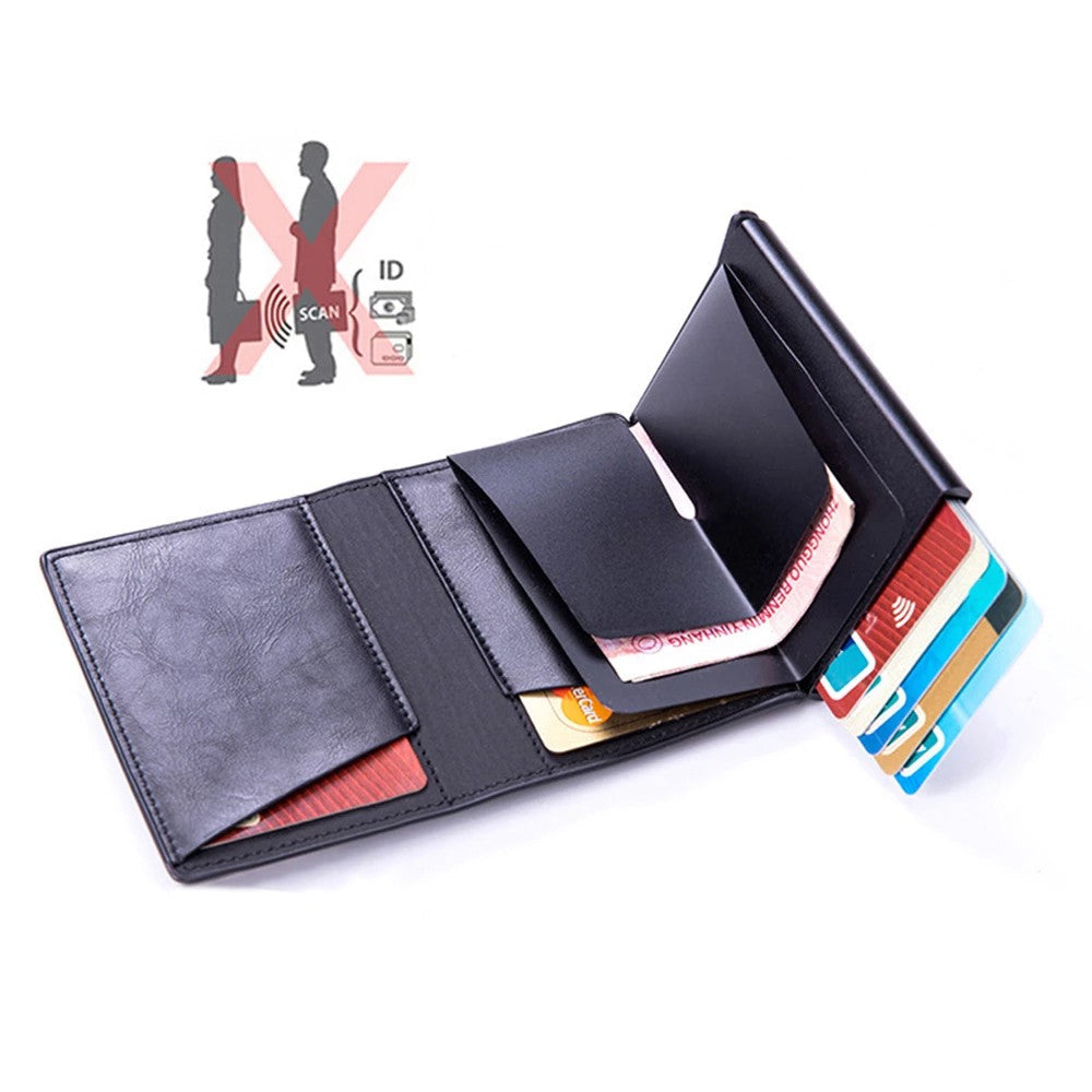 Men's Credit Card Holder with AirTag Slot Pop-up Wallet RFID Wallet