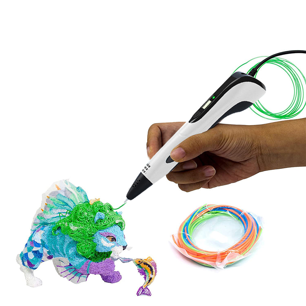 Toy 3D Printing Pen DIY Drawing Pen Creative Toy 10 Colors for Kids Adult -White