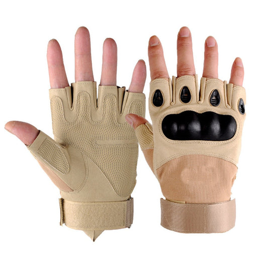Pair of Men Half Finger Gloves Fingerless Outdoor Cycling Tactical Sports Gloves Brown
