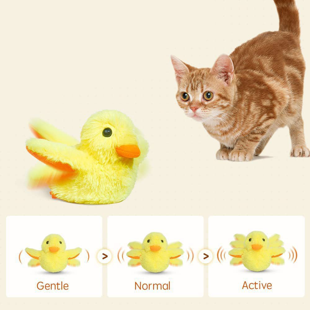 Little Yellow Duck Plush Doll Flapping Vibration Cat Interactive Toy Rechargeable