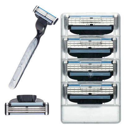 Set of 8 Pcs Beard Shaving Replacements for Gillette Fusion 3 Series Razor Shaving 3-Layer Blades Shaver Refill Cartridges