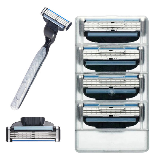 Set of 8 Pcs Beard Shaving Replacements for Gillette Fusion 3 Series Razor Shaving 3-Layer Blades Shaver Refill Cartridges
