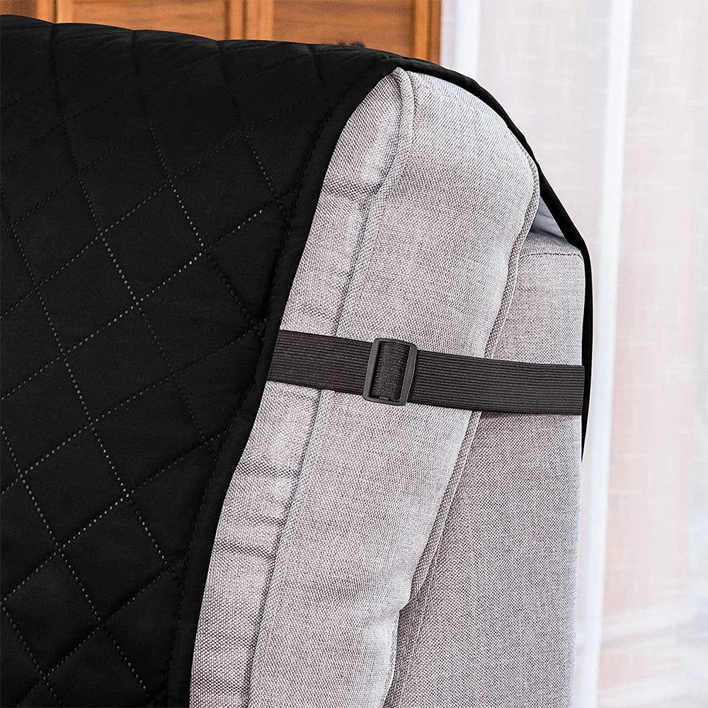 L Shaped Sectional Sofa Chaise Lounge Slipcover Sofa Protector -Black