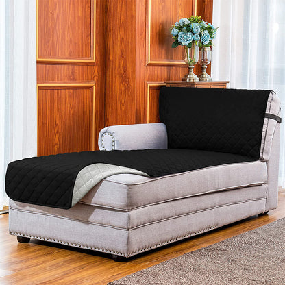 L Shaped Sectional Sofa Chaise Lounge Slipcover Sofa Protector -Black