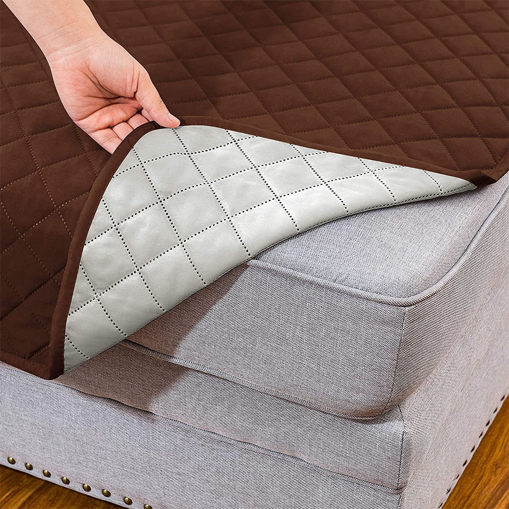 L Shaped Sectional Sofa Chaise Lounge Slipcover Sofa Protector -Coffee