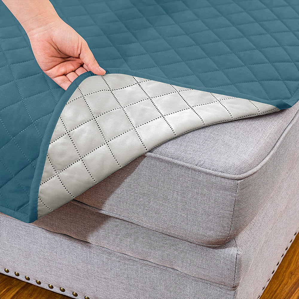 L Shaped Sectional Sofa Chaise Lounge Slipcover Sofa Protector -Blue