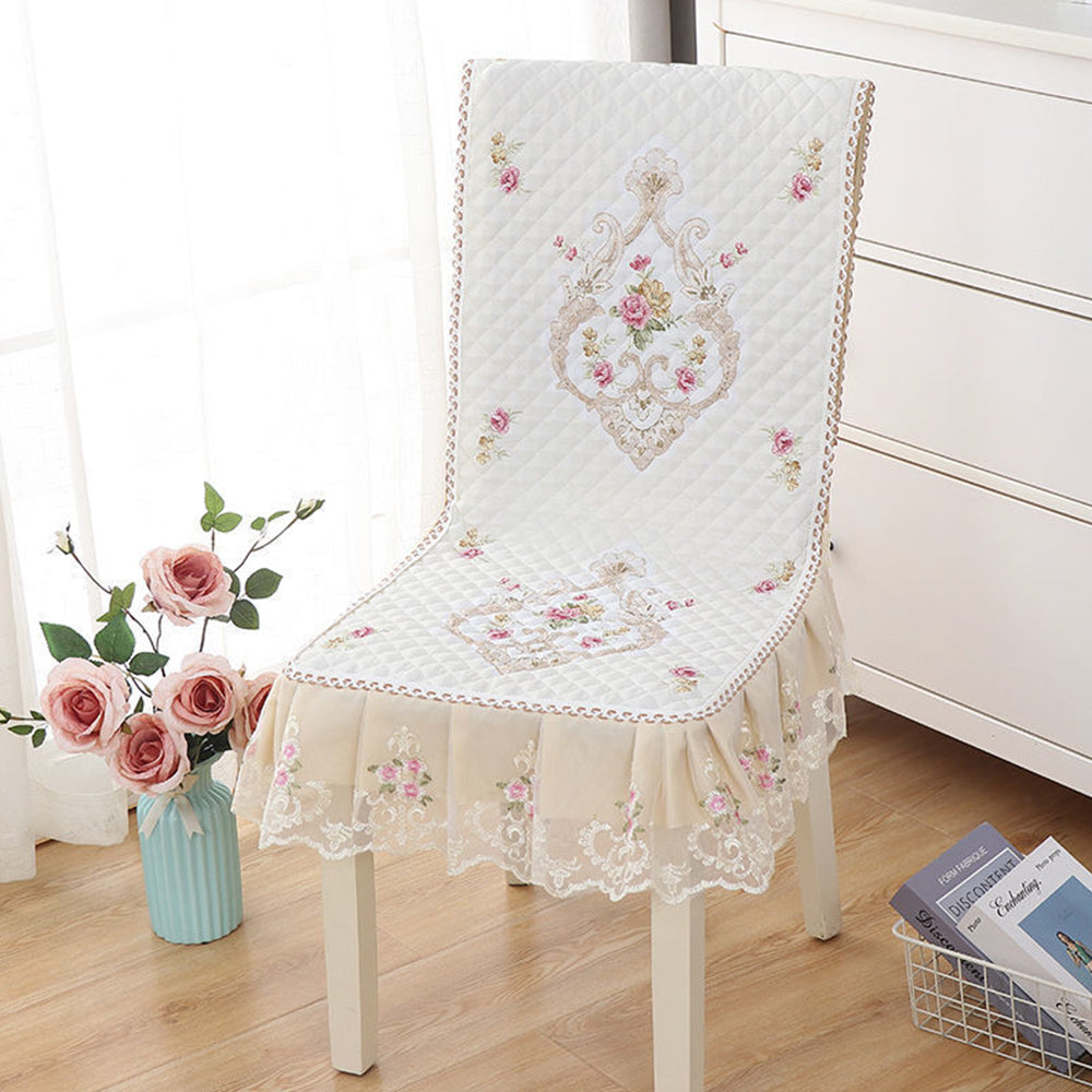 Siamese Chair Cover Non-Slip Thickened Stretch Slipcover Seat Cover -White