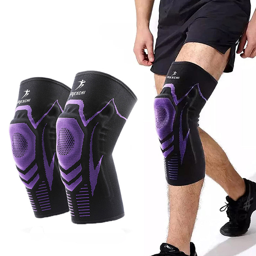 Pair of Knee Brace Knee Compression Sleeve Sports Silicone Knee Support Grey