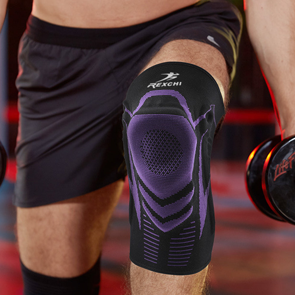 Pair of Knee Brace Knee Compression Sleeve Sports Silicone Knee Support Grey