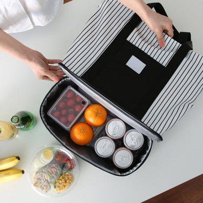 Dual Compartment Insulated Lunch Bag Picnic Cooler Bag Portable Tote Handbag