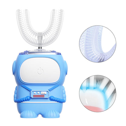 Cartoon Astronaut Design Kids U Shaped Electric Toothbrush Teeth Cleaner Kit