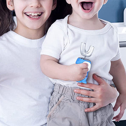 Cartoon Astronaut Design Kids U Shaped Electric Toothbrush Teeth Cleaner Kit