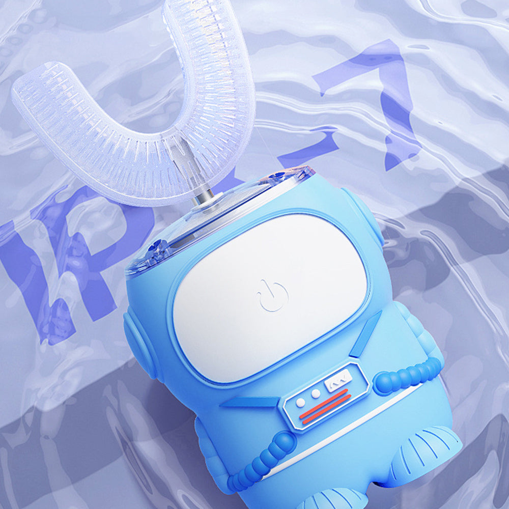 Cartoon Astronaut Design Kids U Shaped Electric Toothbrush Teeth Cleaner Kit