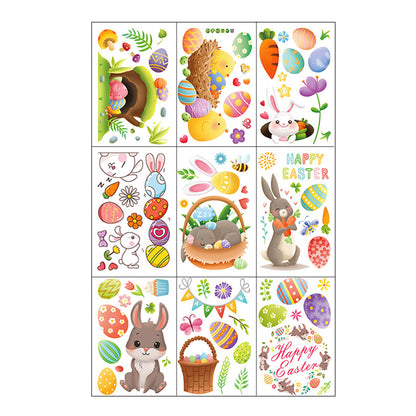 Double Sided Printed Easter Window Cling Stickers Easter Bunny Decal Home Decor -Style 4